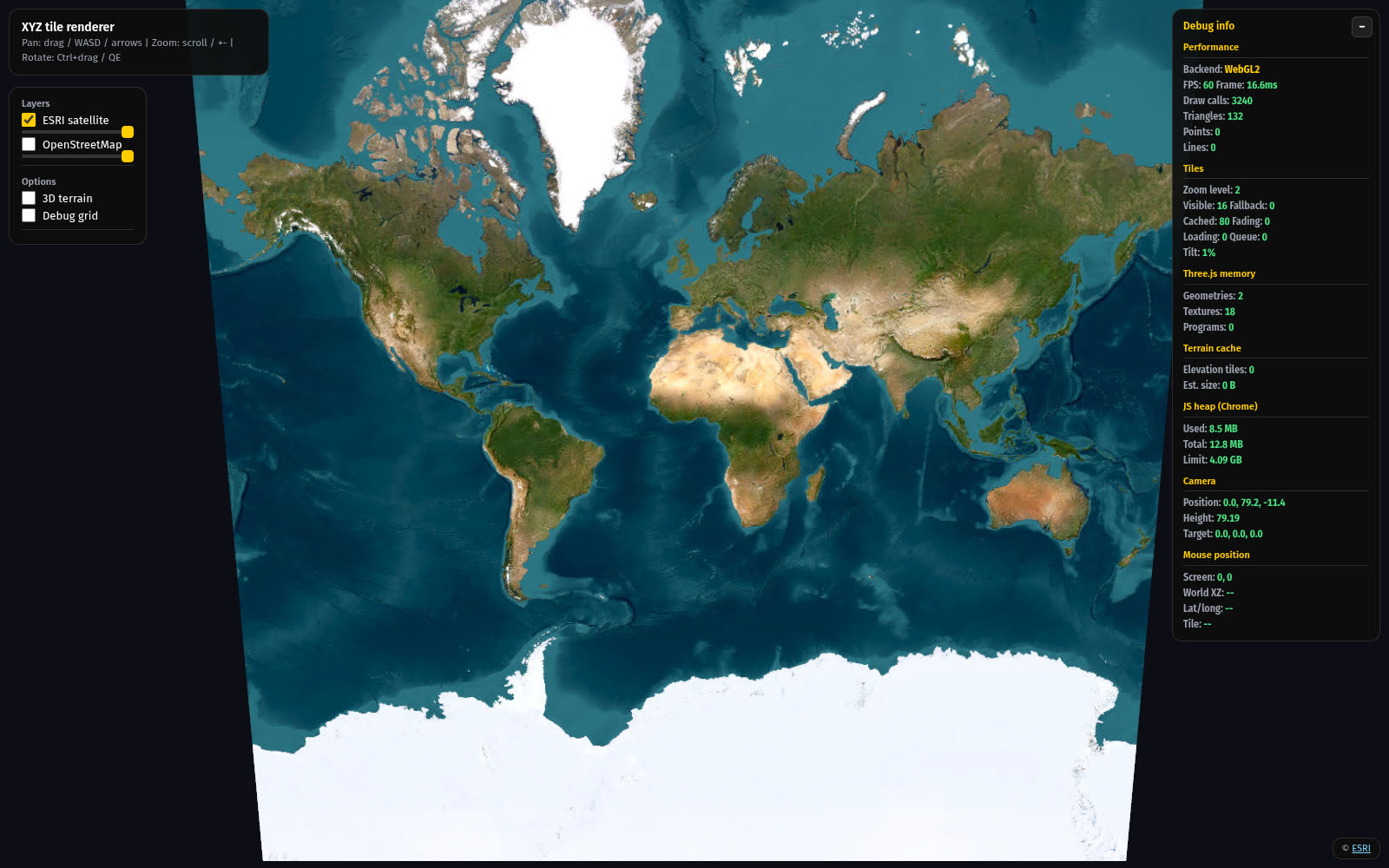 Natural Earth Globe — 3D WebGL globe with streamed XYZ tiles