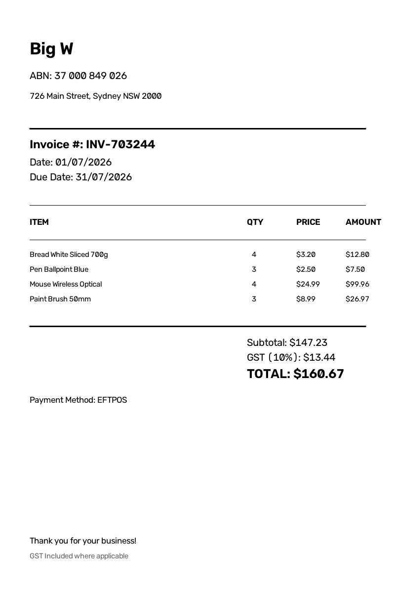 A photographed supplier invoice ready for capture